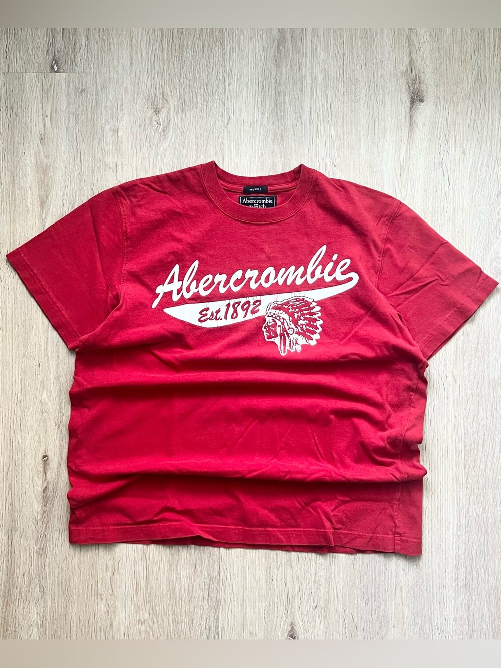Vintage Y2K Abercrombie & Fitch Muscle T-Shirt Mens XXL Red Short Sleeve
